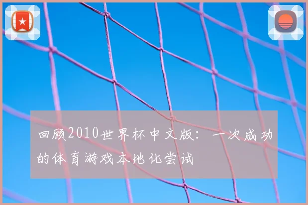回顾2010世界杯中文版：一次成功的体育游戏本地化尝试
